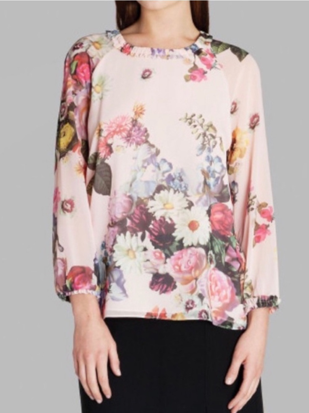 Ted Baker London Anina Oil Painting Floral Sheer Top New Ted Size 1, US 4